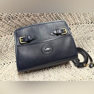 Vintage Dooney and Bourke Rare Solid Navy Zip Top Satchel